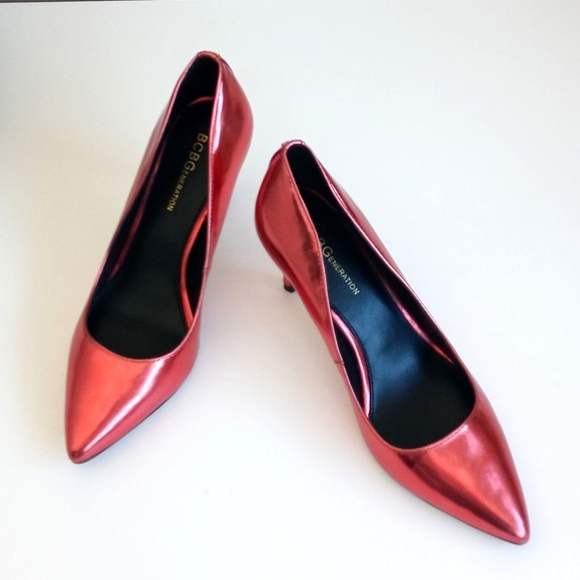 Gorgeous BCBGeneration Metallic Chrome Red 3" Heels 7.5 - Picture 5 of 12